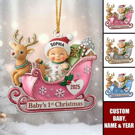 Personalisiertes Acrylornament - Personalisierte Weihnachts-Babyparty, Gender Reveal-Geschenke für neue Eltern